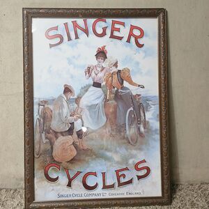 Vintage Singer Cycles Framed Ad Poster Trugard UV Safe Professional Frame